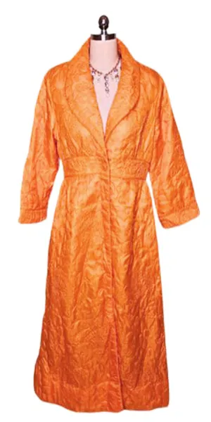 *  VINTAGE MARSHALL FIELD QUILTED ROBE MADE IN BRITISH HONG IN PERSIMMON