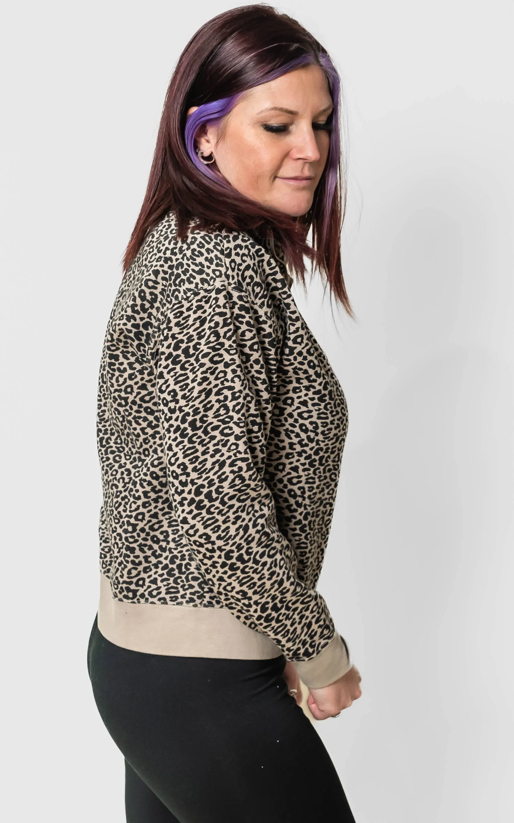 1/2 Mock Neck Cheetah Pullover** - Final Sale