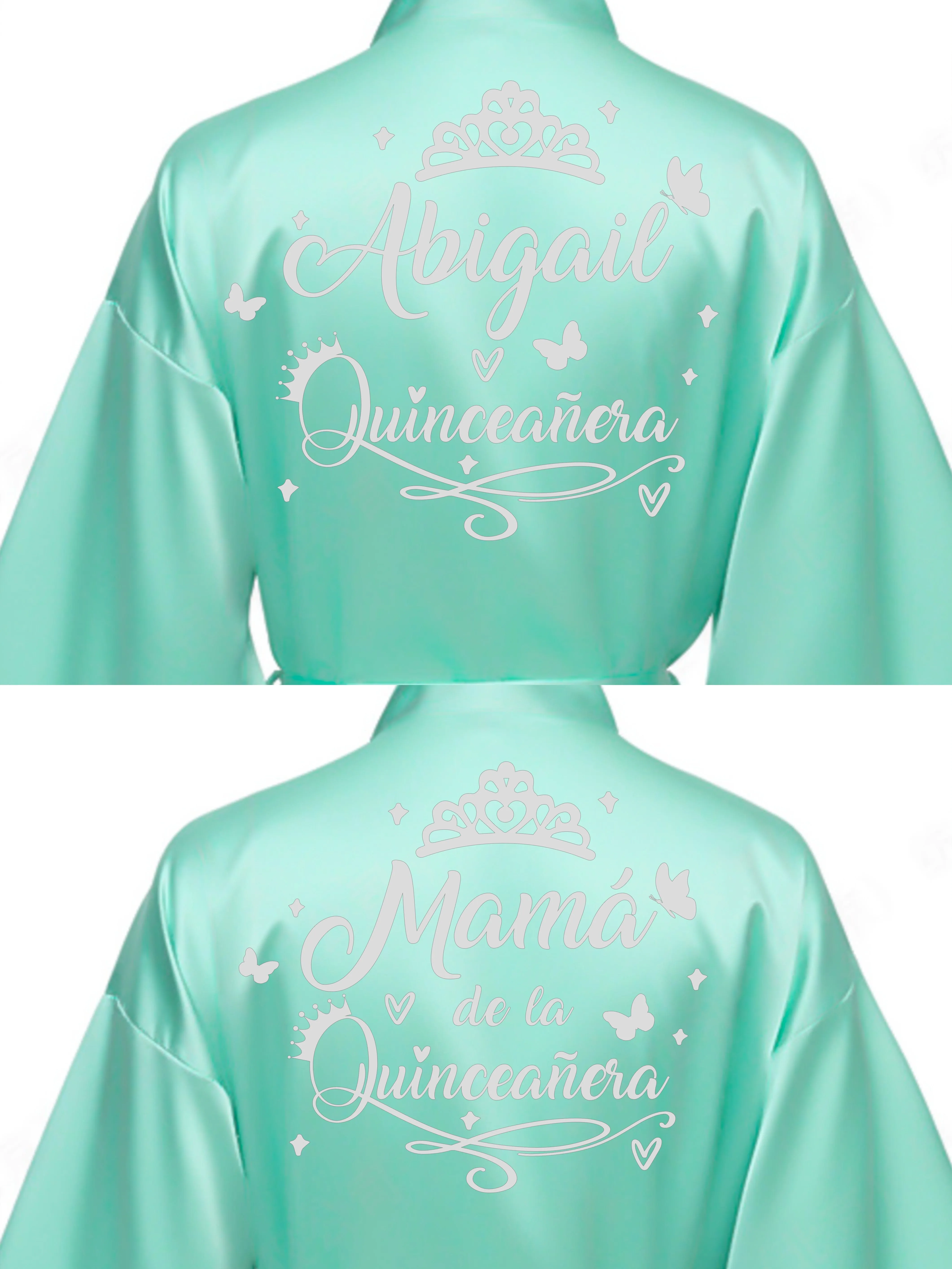 2 Batas quinceanera Sage Green with Silver