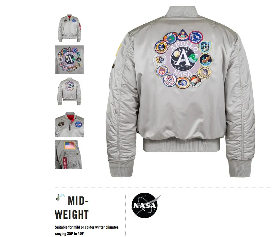 Alpha Industries Silver Apollo MA-1 Flight Jacket