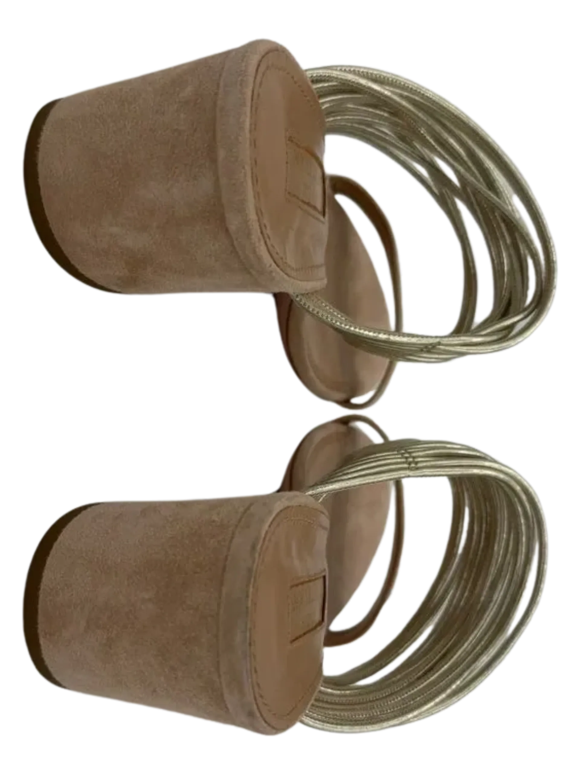 Aquazzura Taupe/Silver Suede And Leather Rendez Vous 50 Slide Sandals