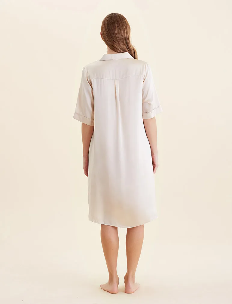 Audrey Washable Silk Short Sleeve Nightshirt