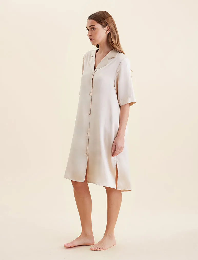 Audrey Washable Silk Short Sleeve Nightshirt