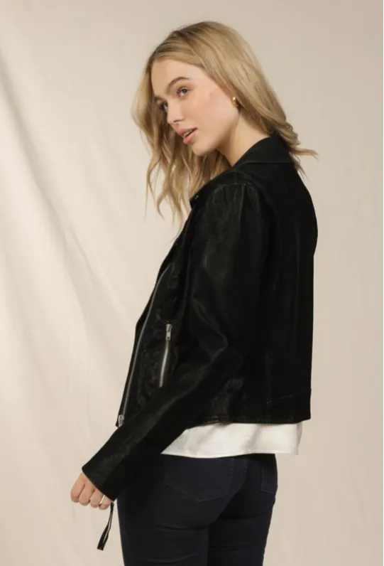 Black Faux Suede Moto Jacket