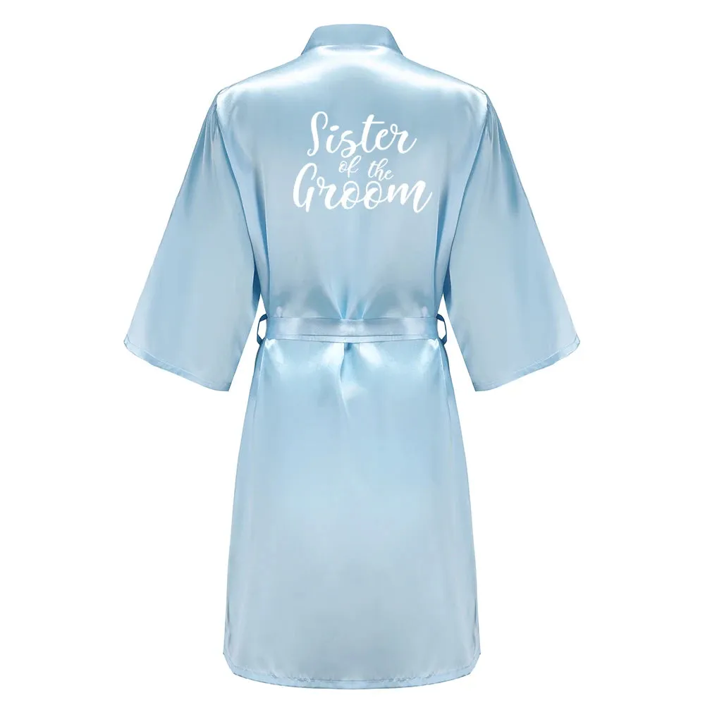 Blue Women Bathrobe White Letter Bride Bridesmaid Mother Maid of Honor Get Ready Bridal Party Robes Gifts Dressing Gown