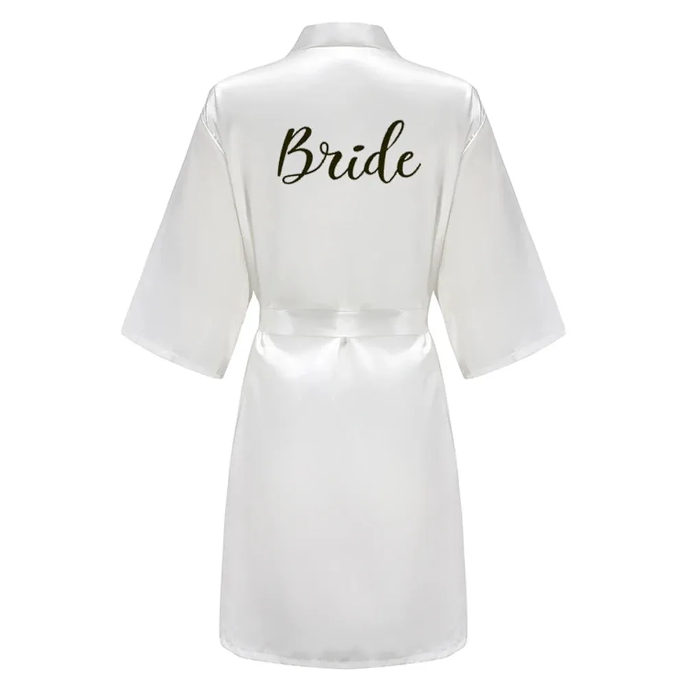 Blue Women Bathrobe White Letter Bride Bridesmaid Mother Maid of Honor Get Ready Bridal Party Robes Gifts Dressing Gown