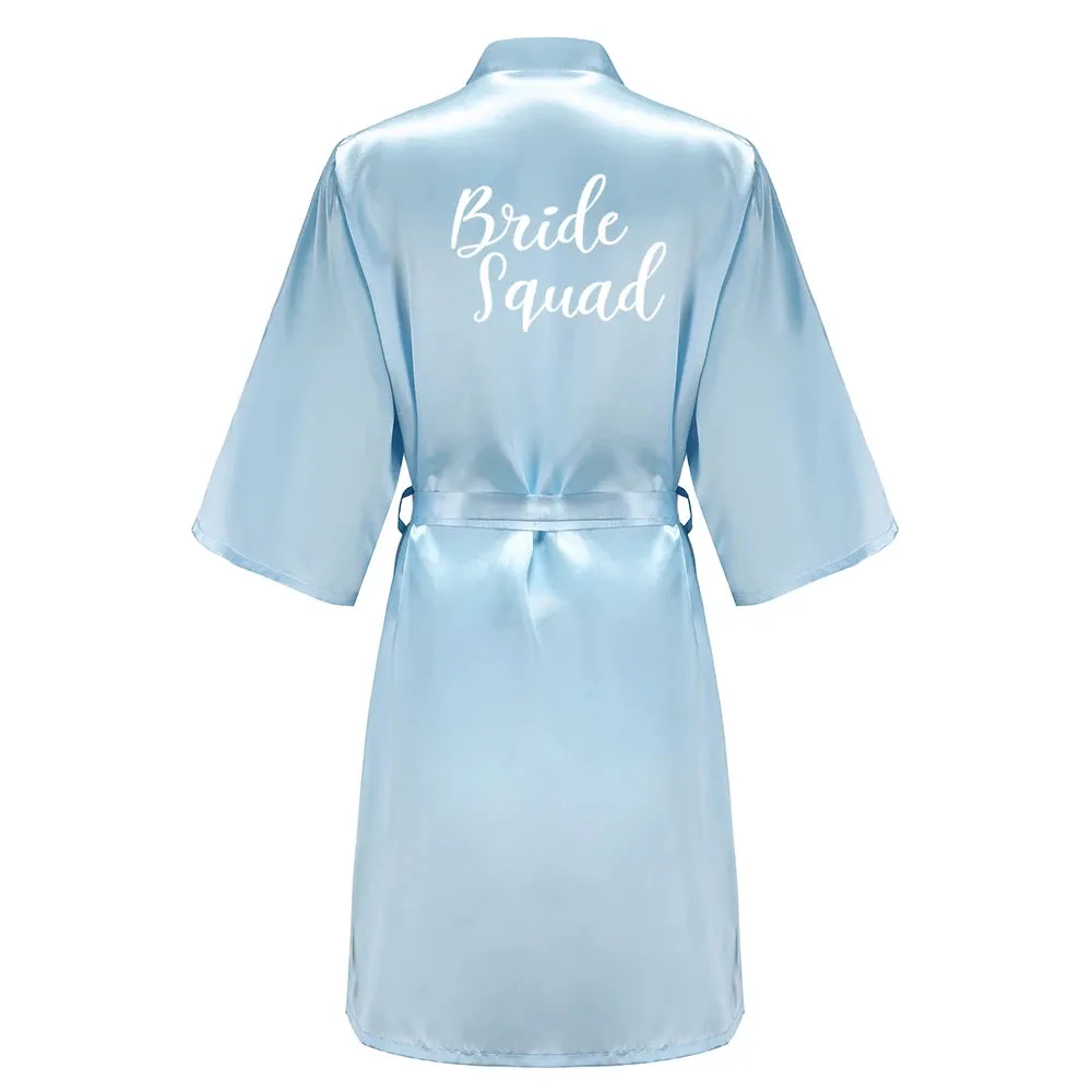 Blue Women Bathrobe White Letter Bride Bridesmaid Mother Maid of Honor Get Ready Bridal Party Robes Gifts Dressing Gown