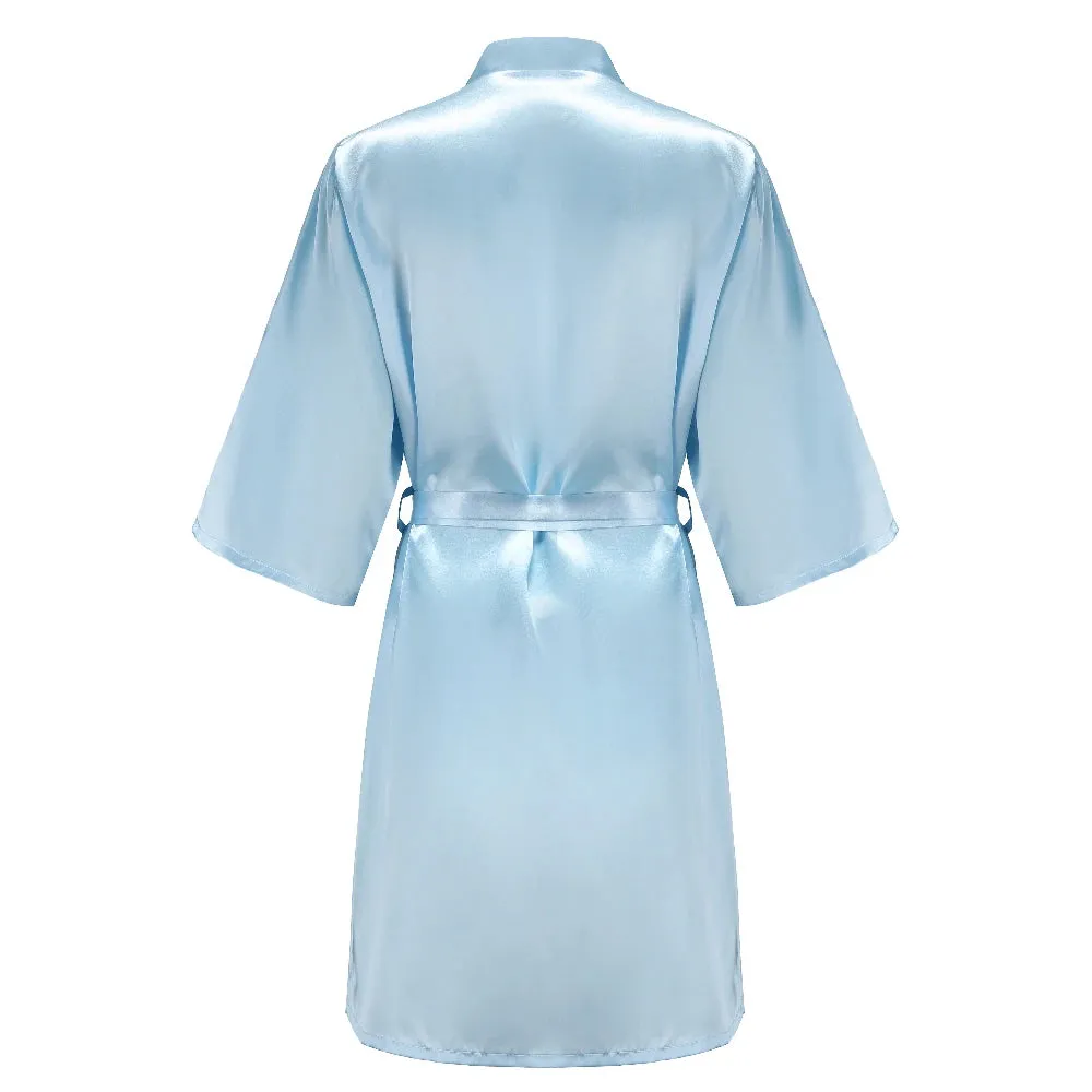 Blue Women Bathrobe White Letter Bride Bridesmaid Mother Maid of Honor Get Ready Bridal Party Robes Gifts Dressing Gown