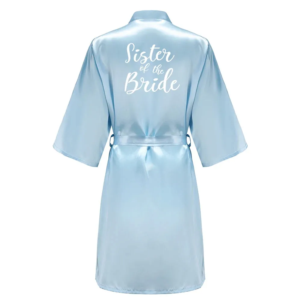 Blue Women Bathrobe White Letter Bride Bridesmaid Mother Maid of Honor Get Ready Bridal Party Robes Gifts Dressing Gown