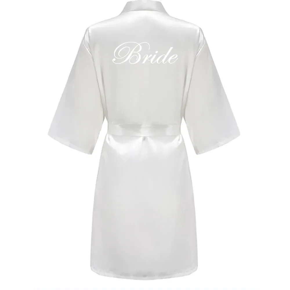 Blue Women Bathrobe White Letter Bride Bridesmaid Mother Maid of Honor Get Ready Bridal Party Robes Gifts Dressing Gown