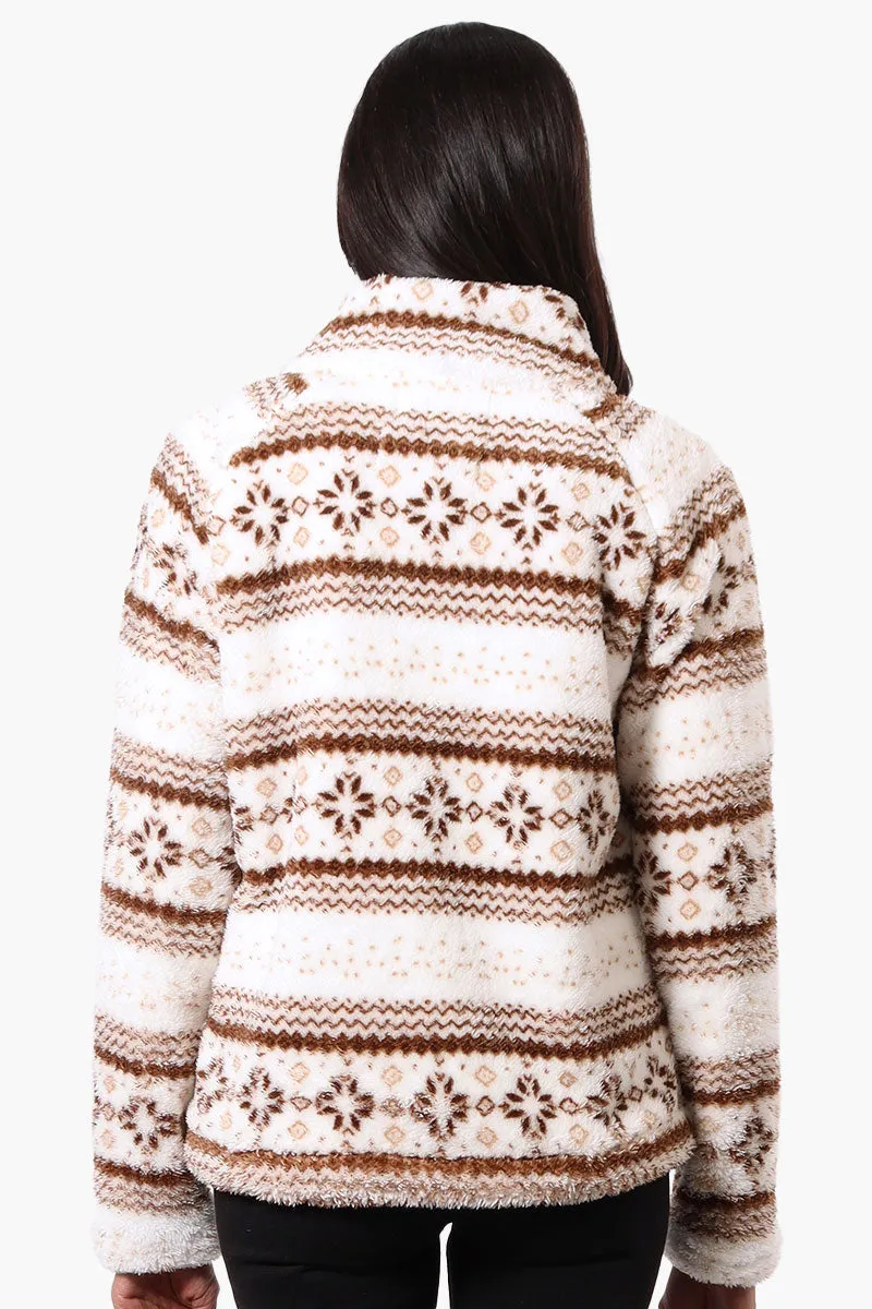 Canada Weather Gear Fair Isle Pattern 1/4 Zip Pullover Sweater - Brown