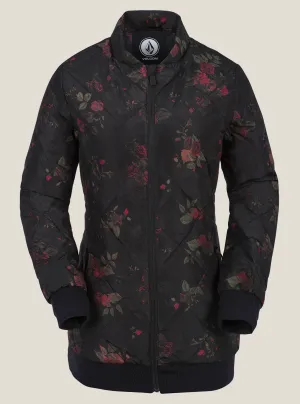 Casco Down Puff Jacket - Black Floral Print