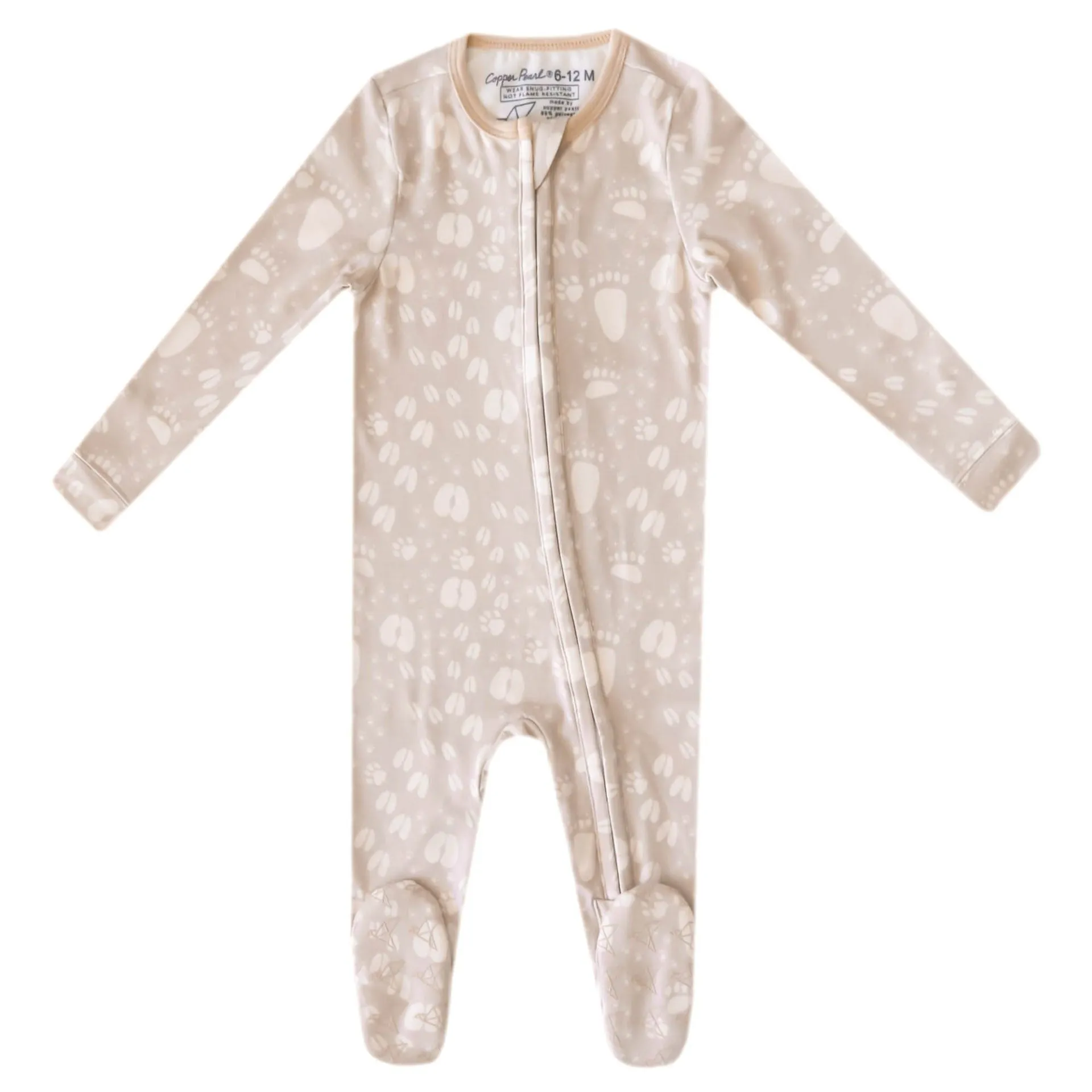 Copper Pearl Zip-Up Footie Pajama