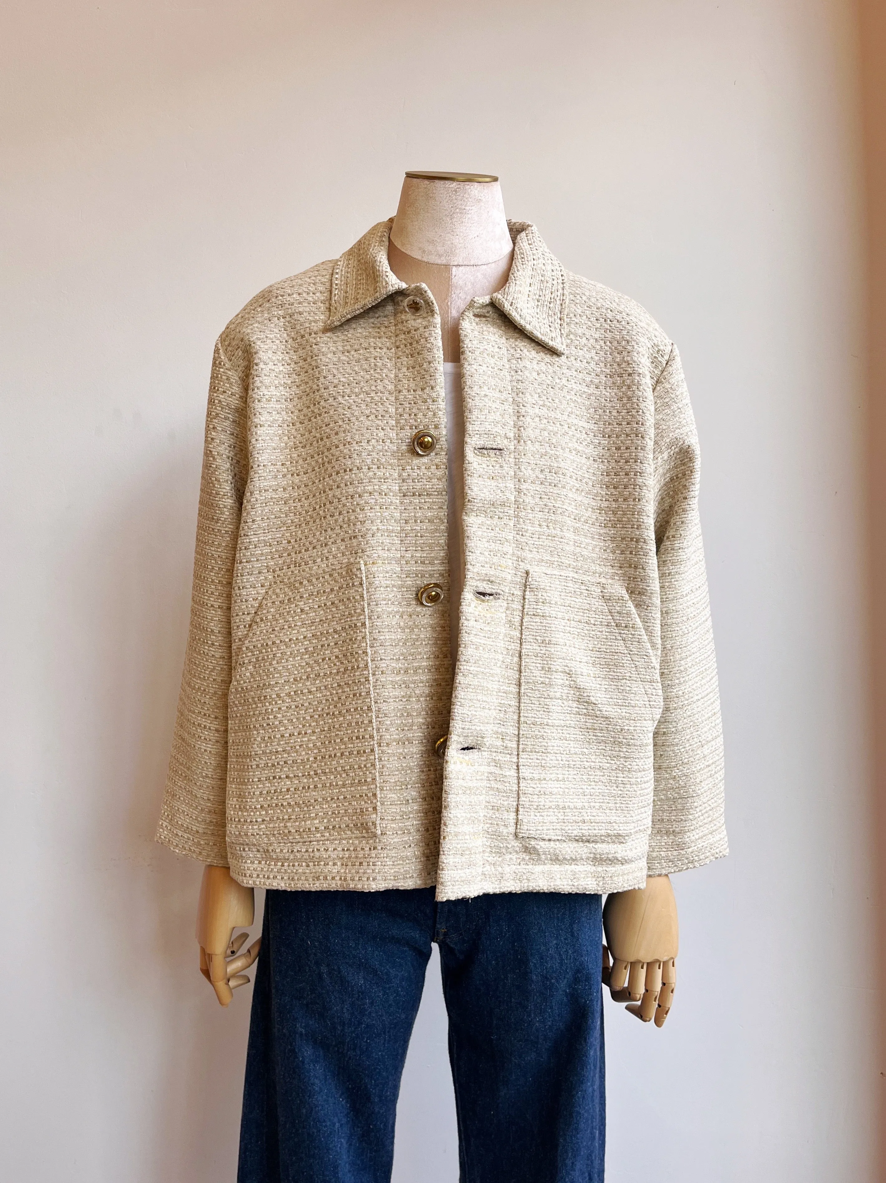 Cream Texture Utility Jacket