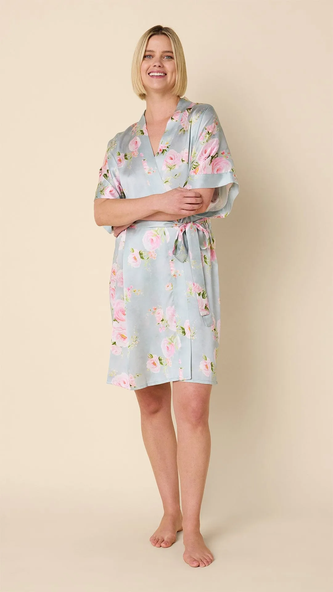 Eden Rose Silk Kimono Robe