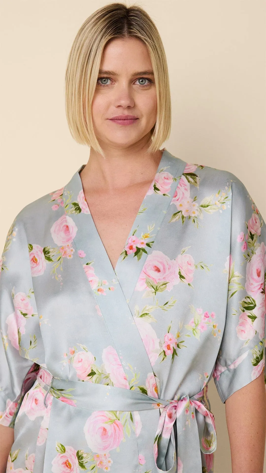 Eden Rose Silk Kimono Robe