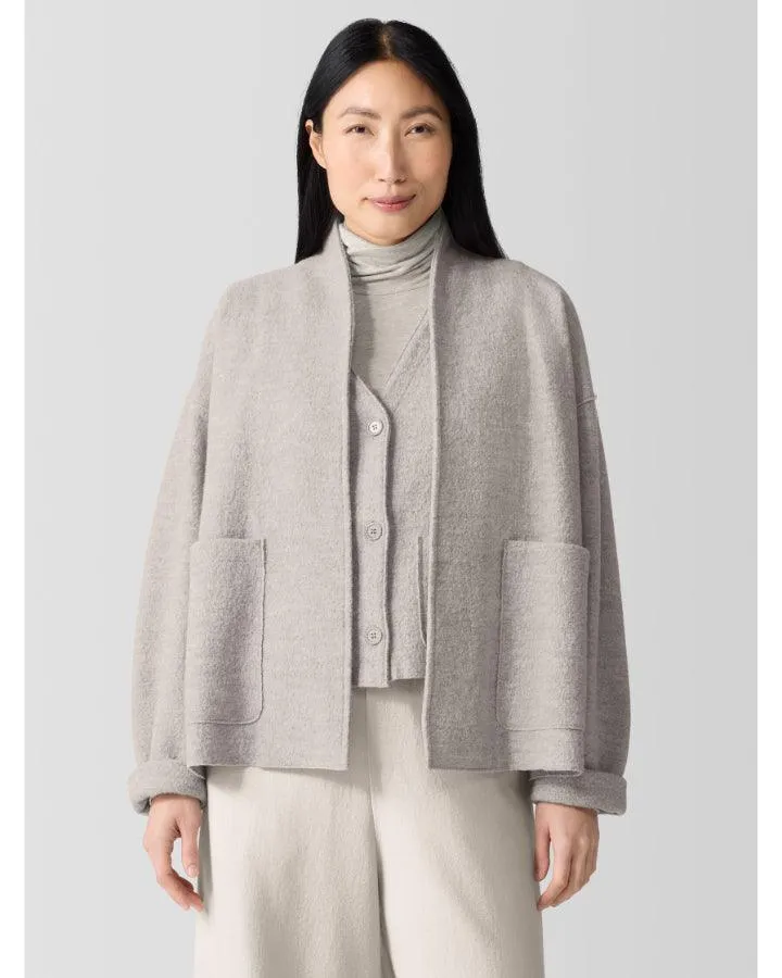 Eileen Fisher Lightweight Boiled Wool High Collar Jacket