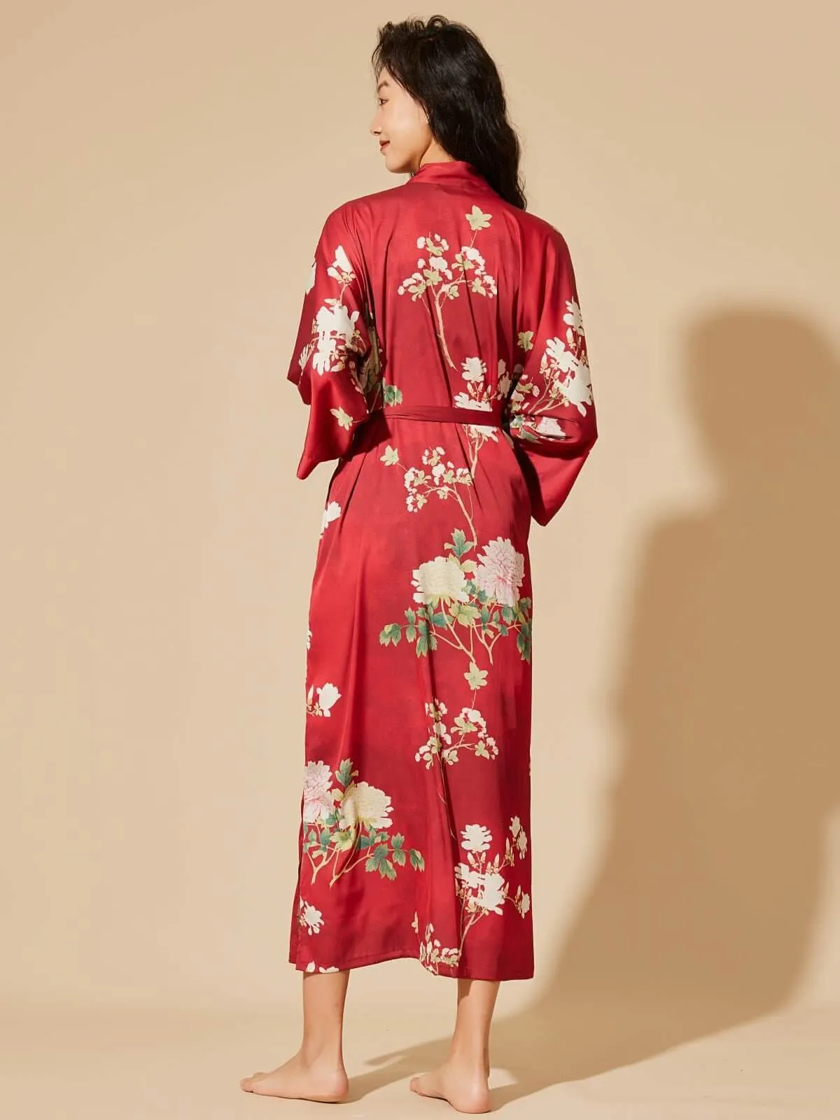 Floral Red Kimono Robe