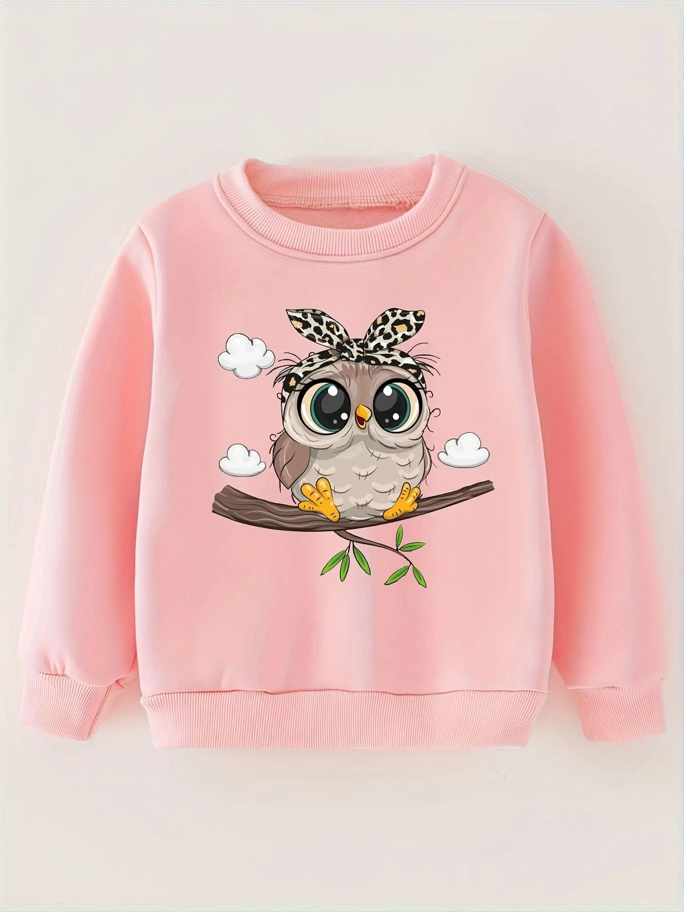 Girls' Sweatshirt with Cute Owl Print - Stylish and Comfortable 🦉👧