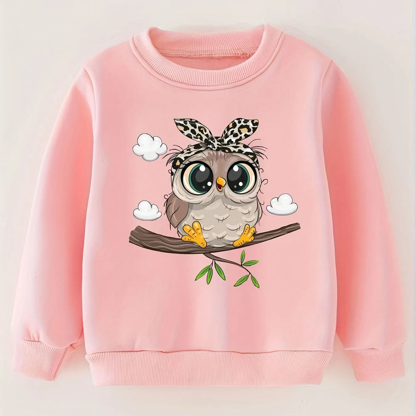 Girls' Sweatshirt with Cute Owl Print - Stylish and Comfortable 🦉👧