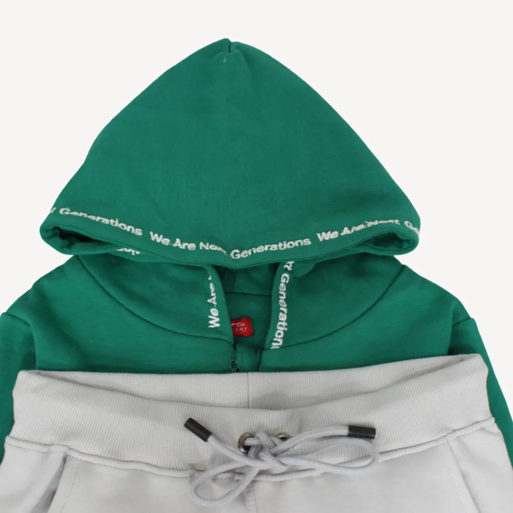 Green Long-Sleeved Fleeced Hooded Pajama