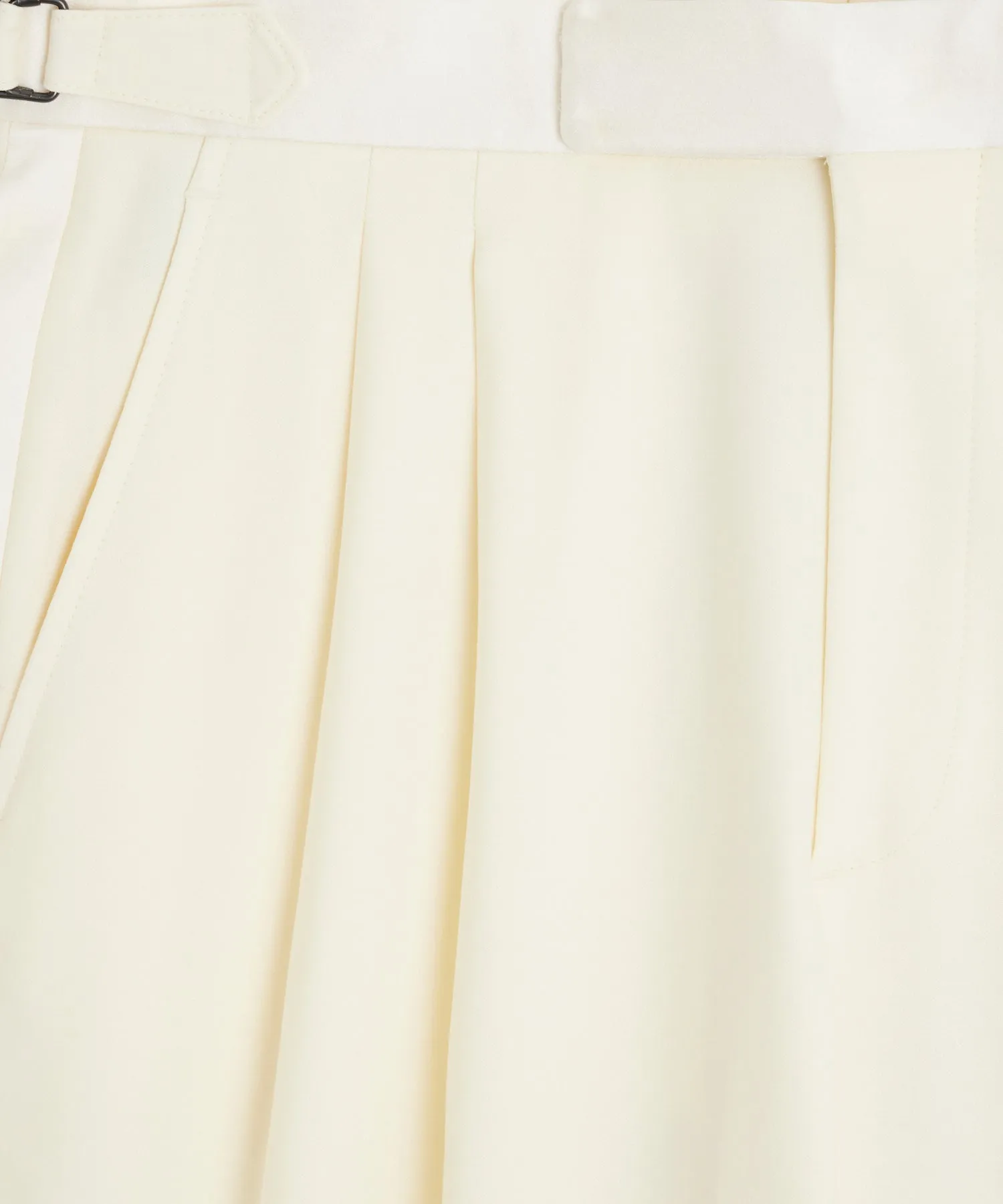 Italian Wool Relaxed Tuxedo Trouser in Ivory