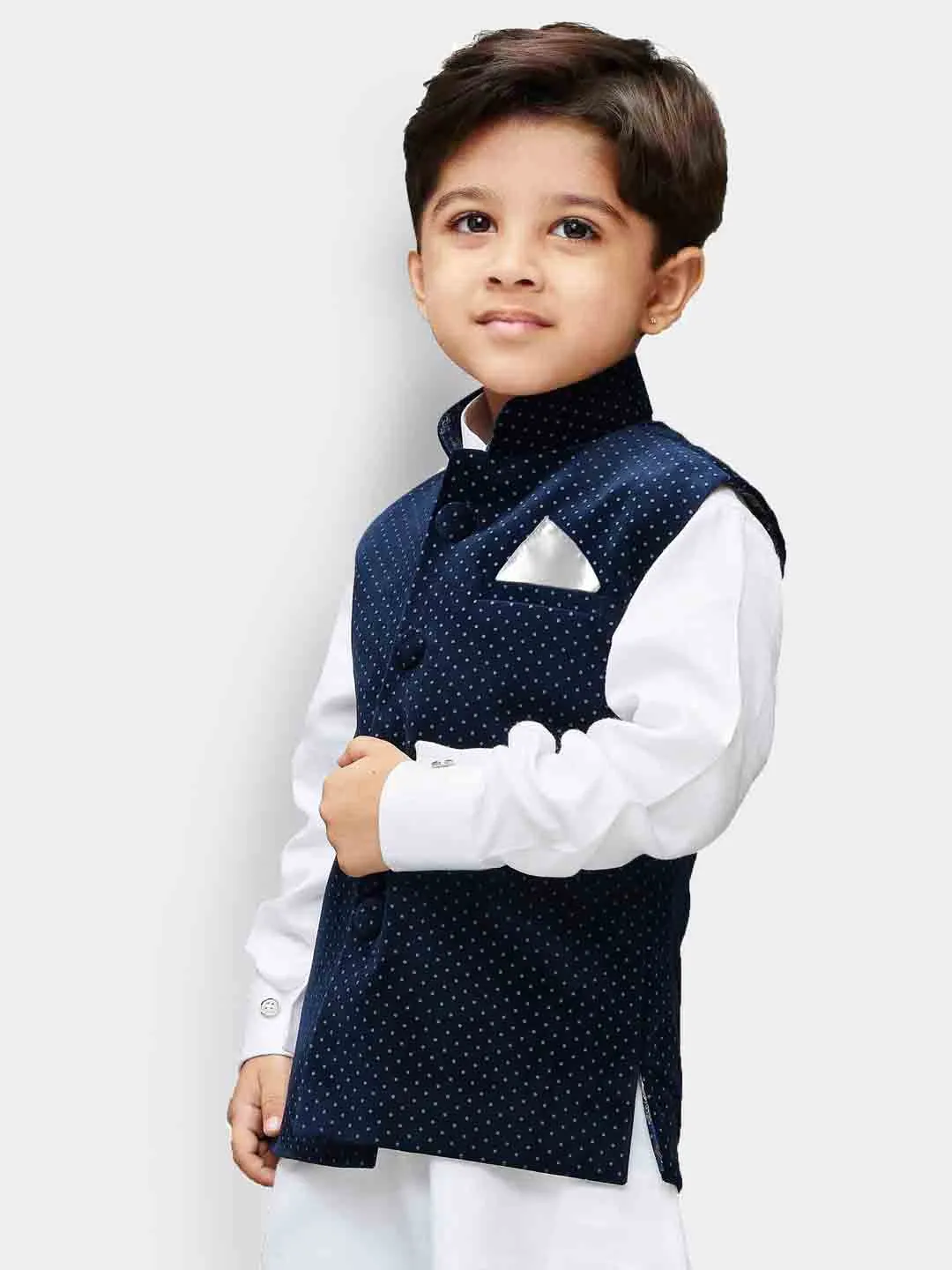 Jashvi Boys' Blue Velvet Nehru Jackets