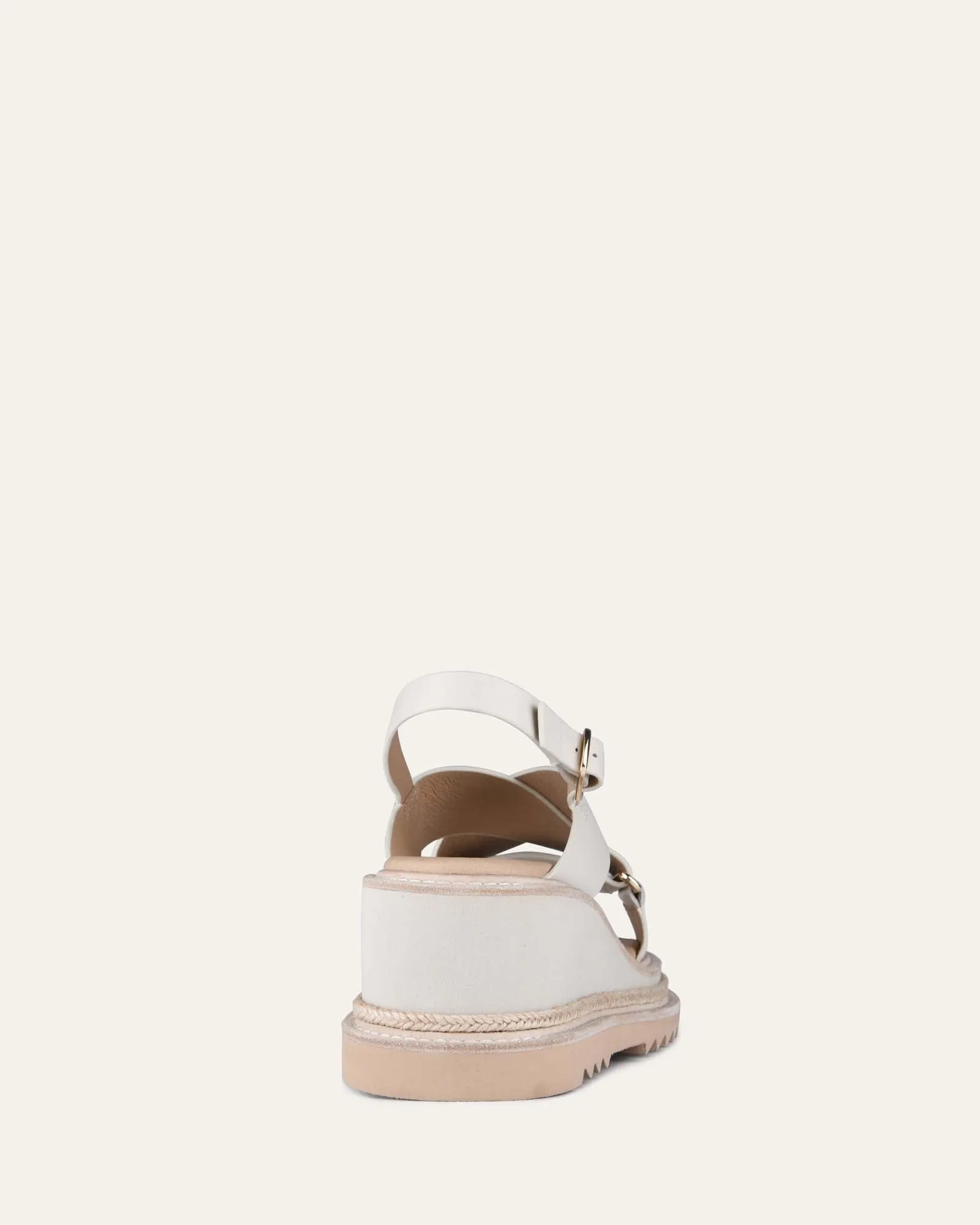 KATYA MID HEEL WEDGE SANDALS OFF WHITE LEATHER