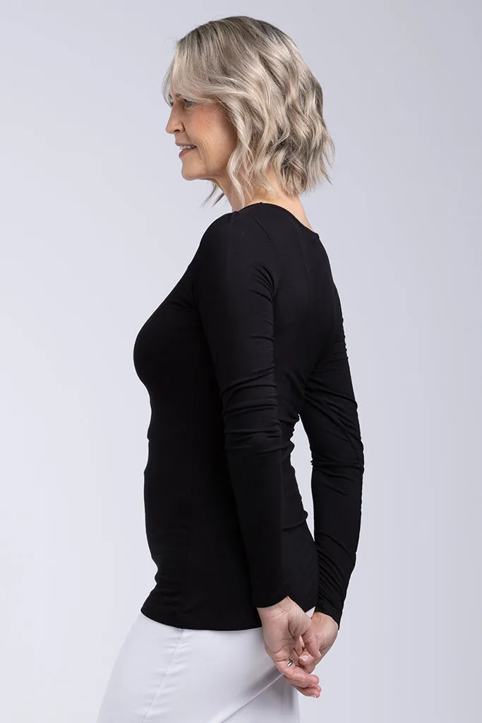 Long Sleeve V Neck - Black