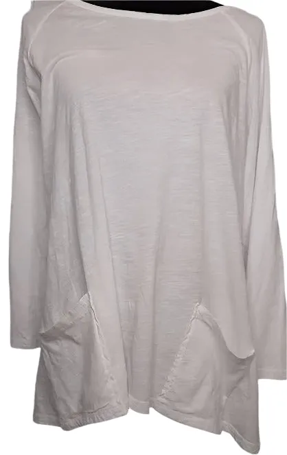 M12-WHT Tunic w/ 2 Pockets - White