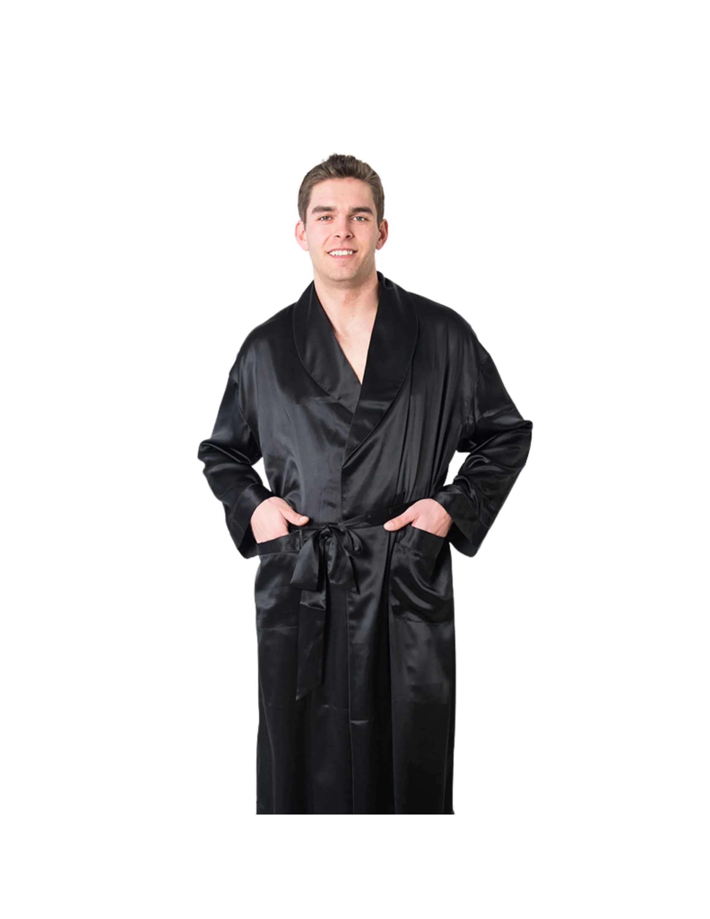 Men's Black Mulberry Silk Robe