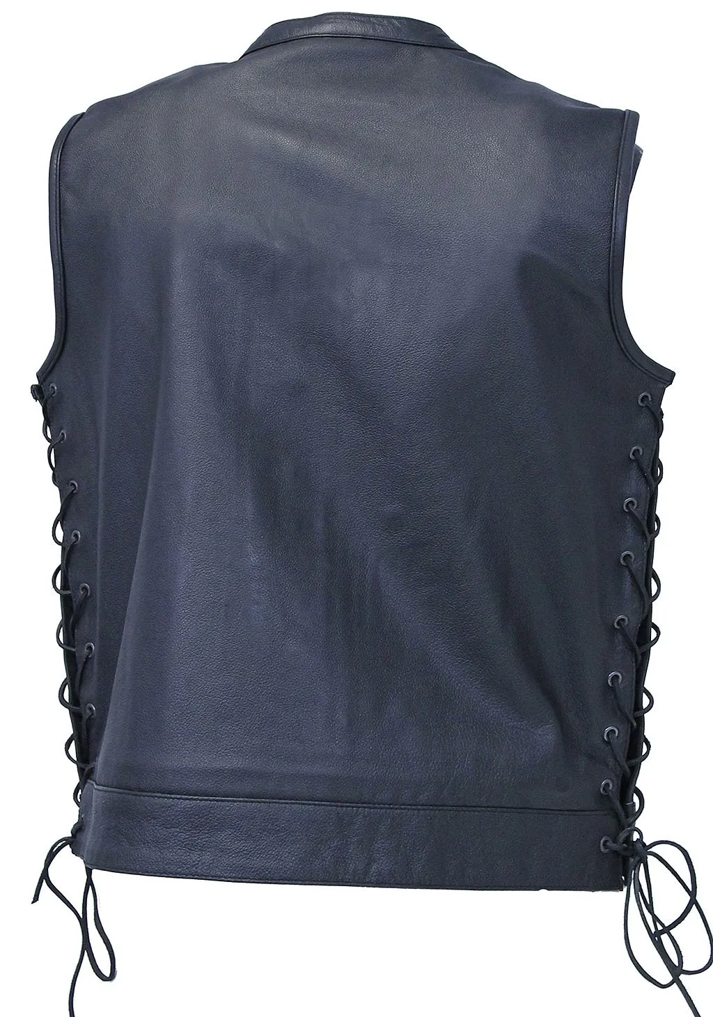 Men's Side Lace Buffalo Leather Club Vest w/1 Piece Back #VM685BSF