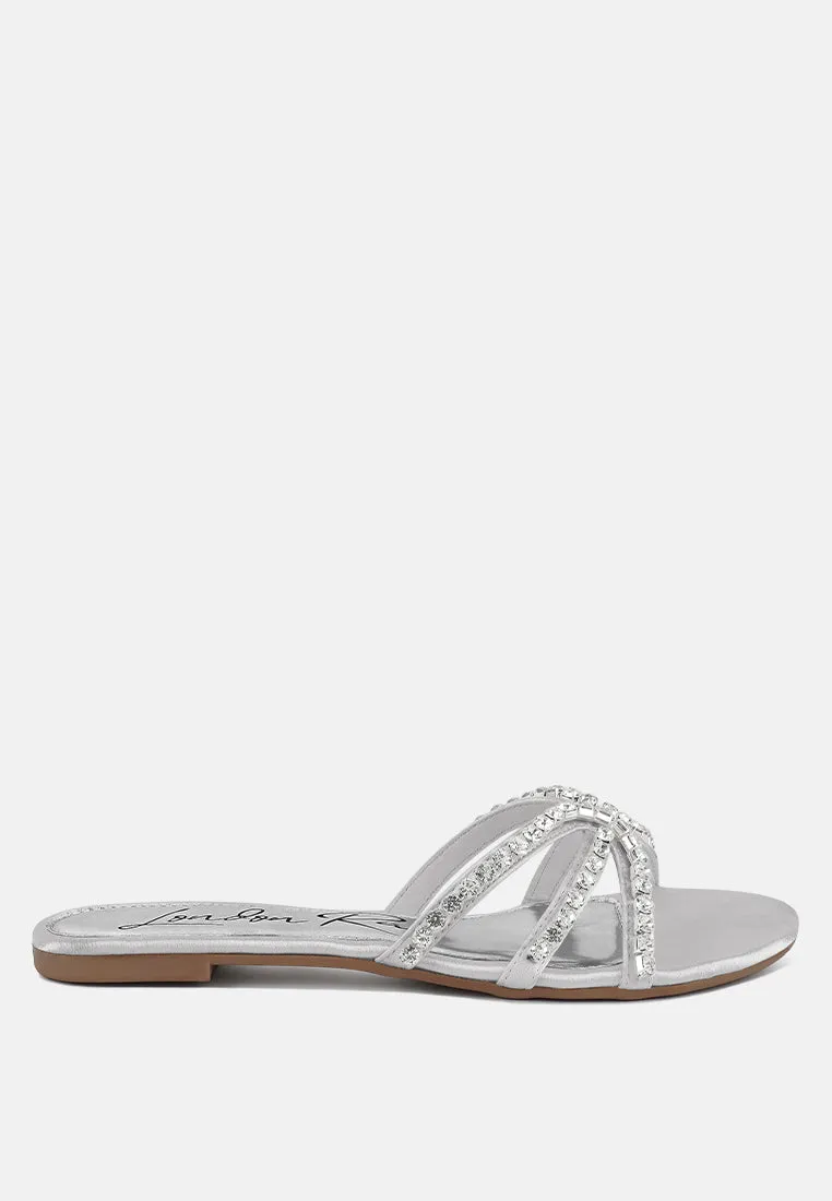 Mezzie Diamante Embellished Flat Sandals