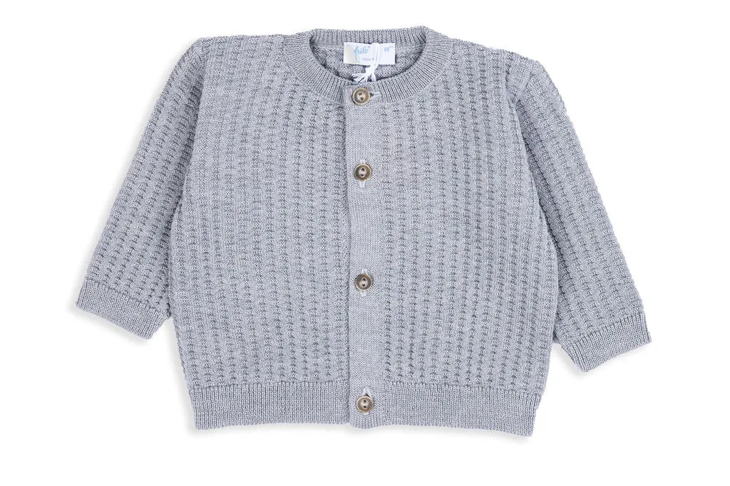 Miles Light Grey Merino Wool Knit Cardigan