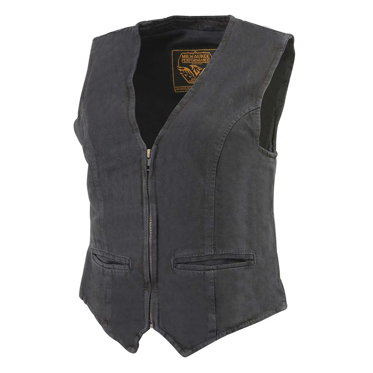 Milwaukee Leather DM1246 Women's Black 'V-Neck Collar' Denim Vest