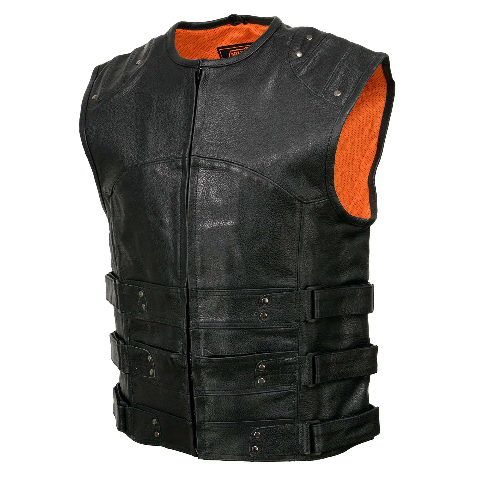 Milwaukee Leather MLM3530 Men's Black Swat Tactical Style Leather Vest