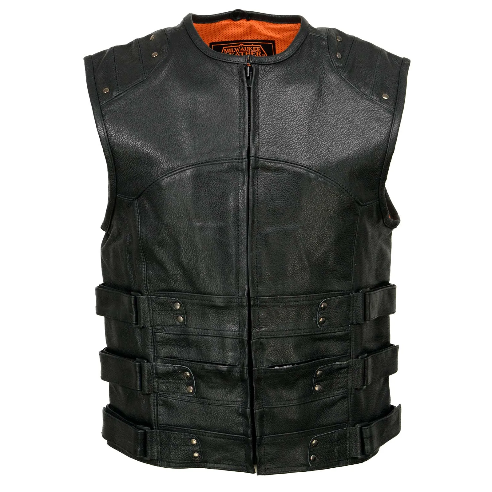 Milwaukee Leather MLM3530 Men's Black Swat Tactical Style Leather Vest