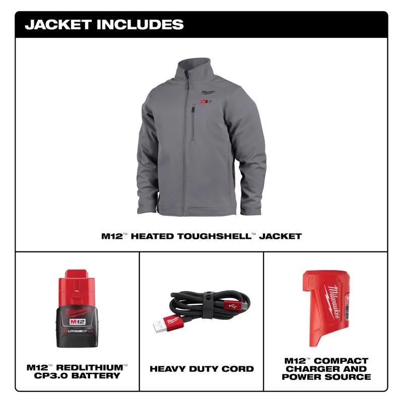 Milwaukee M12 Toughshell XXL Long Sleeve Unisex Full-Zip Heated Jacket Kit Gray