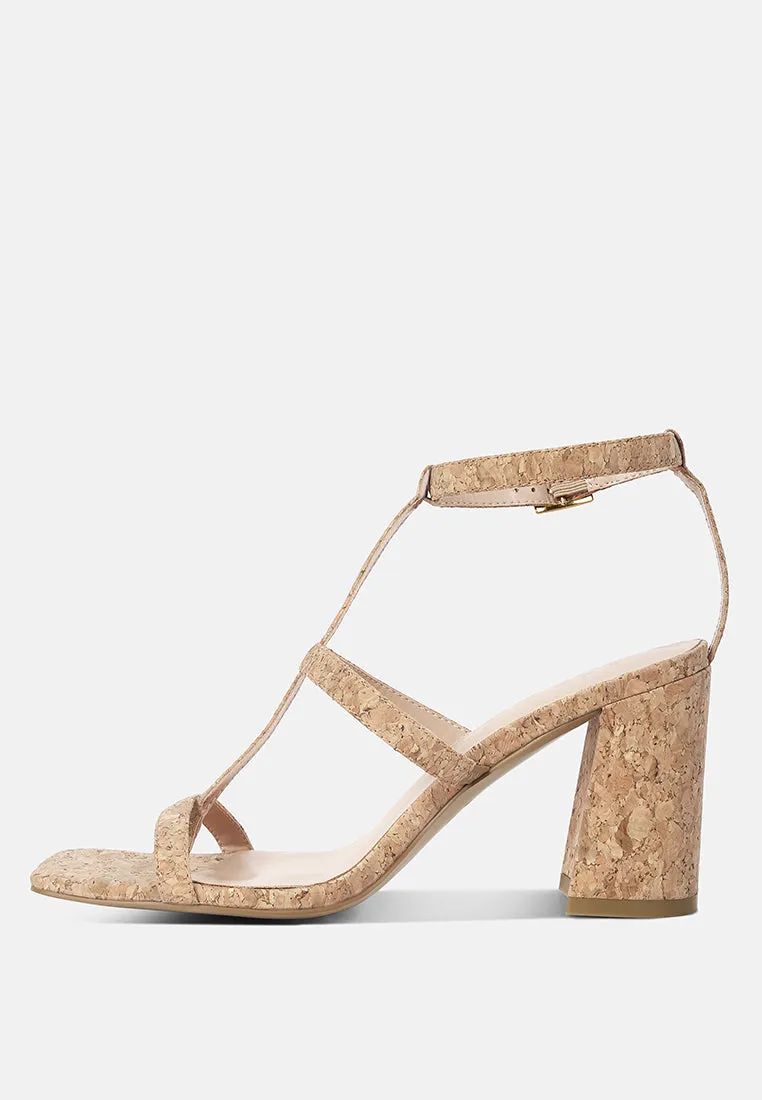 MIRABELLA Open Square Toe Block Heel Sandals in Natural