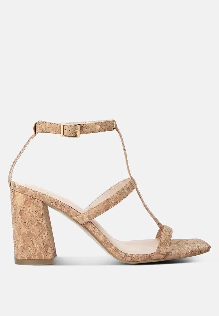 MIRABELLA Open Square Toe Block Heel Sandals in Natural