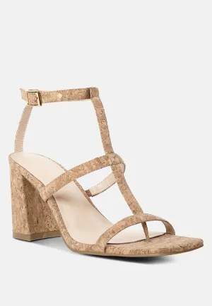 MIRABELLA Open Square Toe Block Heel Sandals in Natural