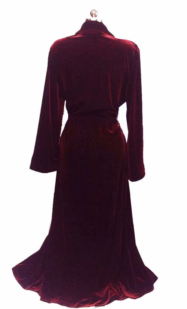 *NEW - DIAMOND TEA LUXURIOUS WRAP-STYLE VELVET VELOUR ROBE IN CLARET - SIZE SMALL #1  - WOULD MAKE A WONDERFUL GIFT!