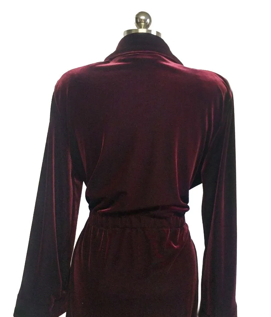 *NEW - DIAMOND TEA LUXURIOUS WRAP-STYLE VELVET VELOUR ROBE IN CLARET - SIZE SMALL #1  - WOULD MAKE A WONDERFUL GIFT!