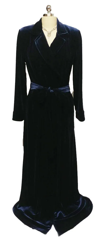 *NEW - DIAMOND TEA LUXURIOUS WRAP-STYLE VELVET VELOUR ROBE IN MIDNIGHT NAVY - SIZE SMALL #1 - WOULD MAKE A WONDERFUL GIFT!