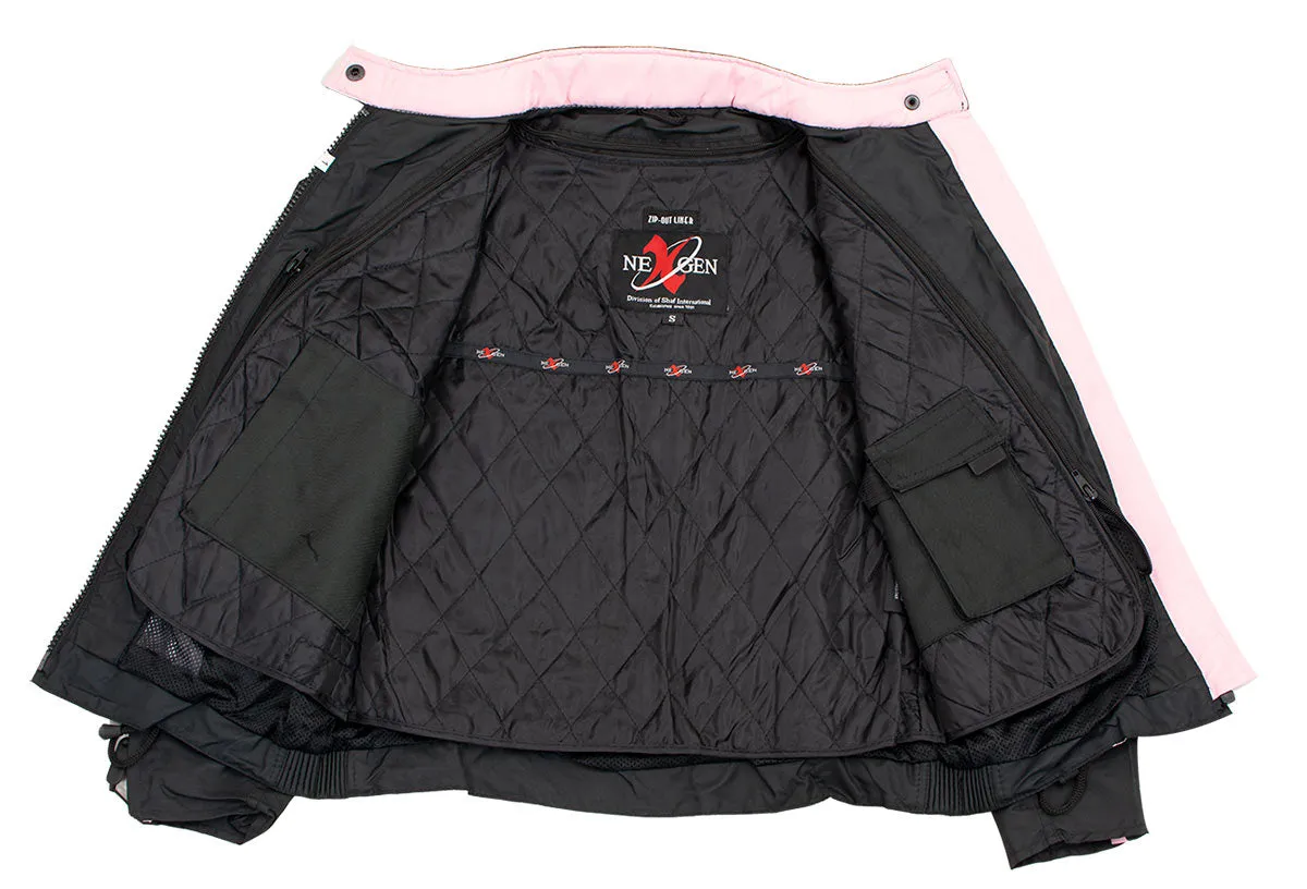 NexGen SH236806 Women's 'Reflective Buffalo Head' Black and Pink Textile Jacket