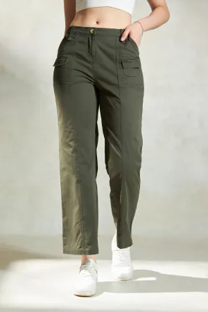 Nicole|Canvas Cargo Trousers