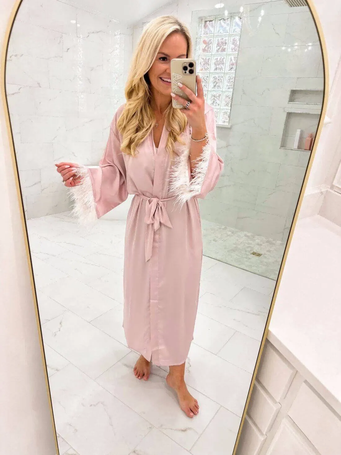 Pink Feather Bridal Robe