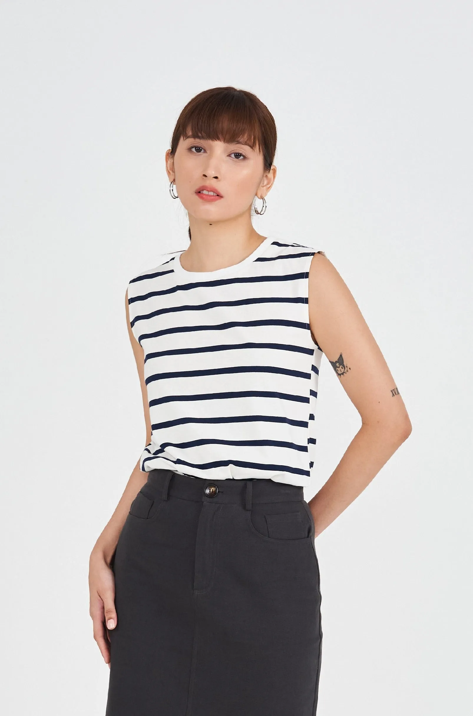 [Restocked] Riviera Striped Tank in Classic White