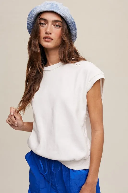 *Short Sleeve Boxy Crew Neck Sweat Top