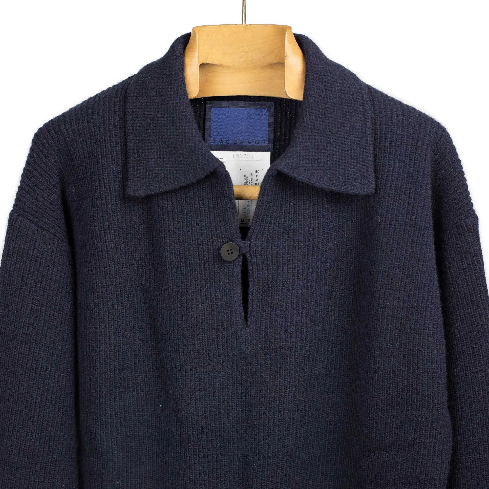 Smock sweater in navy heavyweight wool and cashmere